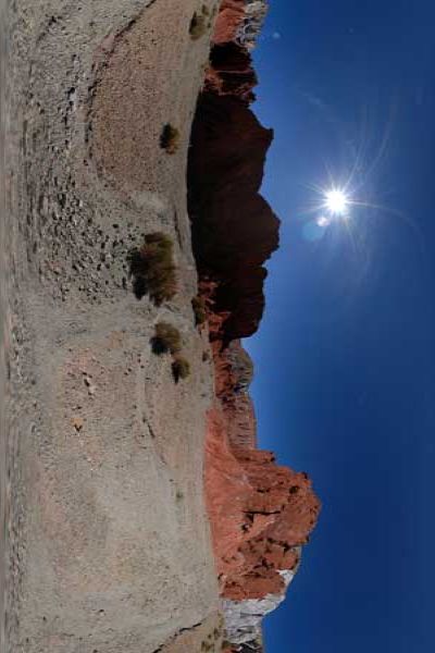 Vallée del arcoiris en panorama 360°, désert de Atacama au Chili