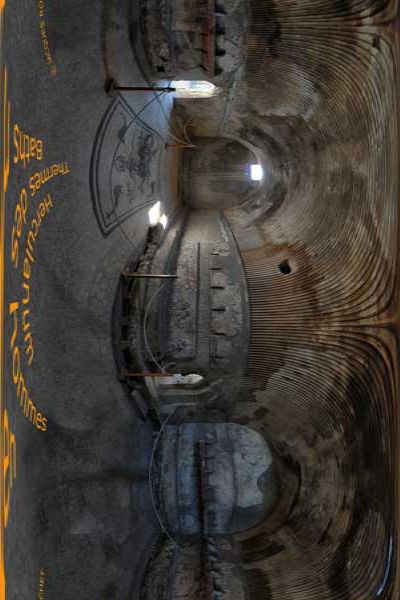 panorama 360° des thermes des hommes a herculanum, cité antique, italie