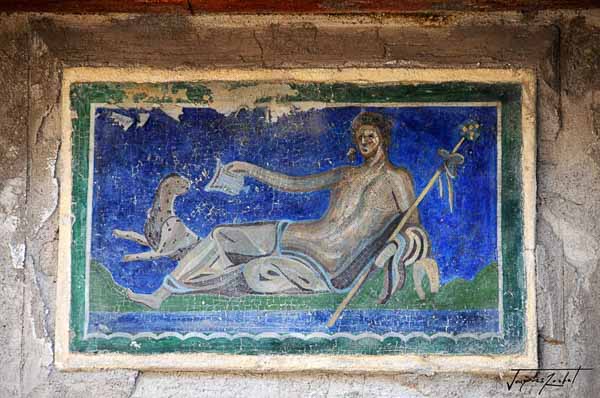 Painting in the ancient city of Herculaneum in Italy