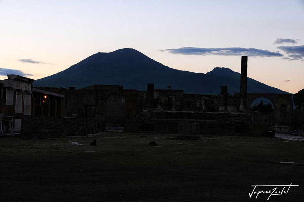 The ancient city of Pompeii at the foot of Mount Vesuvius