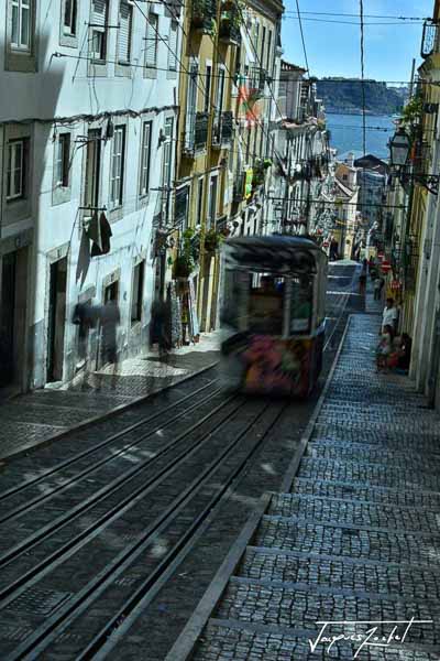 tramway à lisbonne, photos du portugal, europe