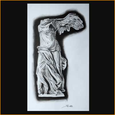 Victoire de Samothrace sans tête, crayon & mine de plomb sur papier