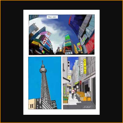 voyage à Tokyo, peinture digitale