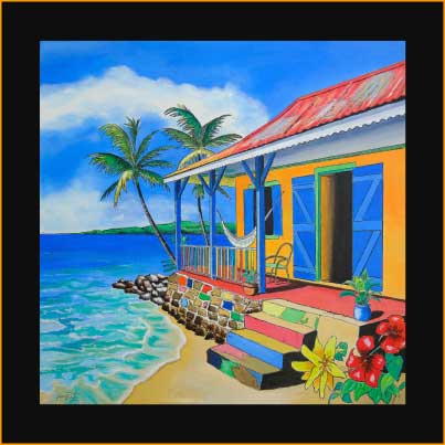 les maisons Créoles, peinture acrylique
